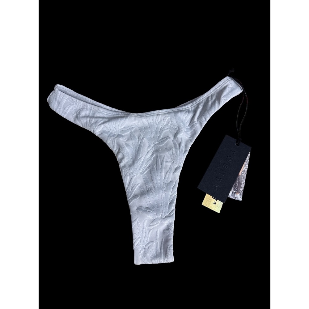 Twenty Montreal 3D Reality Knit Palm Leaf Bikini Bottom Light Blue XS NWT Thong